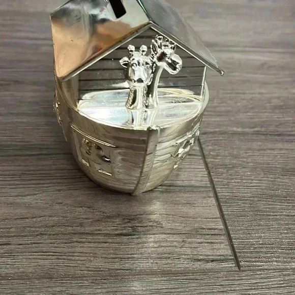 Maison Birks  Silver Toned Noah Ark Coin Bank Piggy Bank - Picture 5 of 11